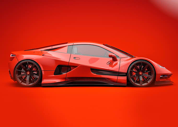 Red Sports Car on Red Background