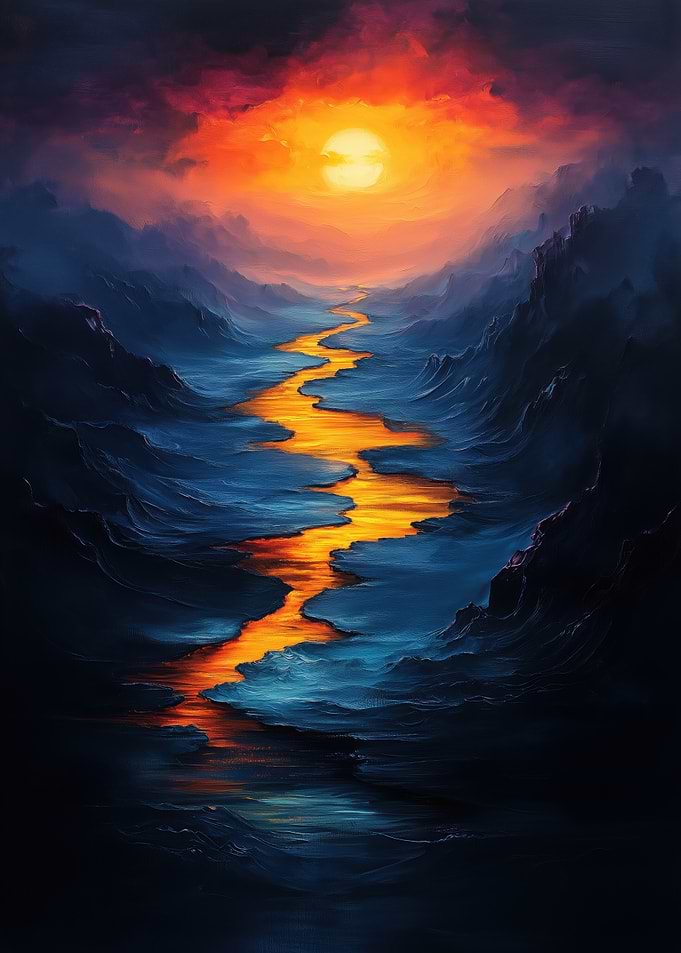 Golden River Through Dark Mountains