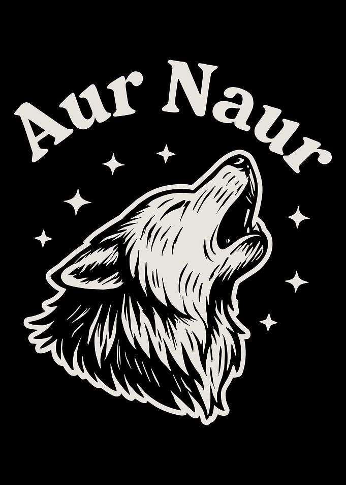 Aur Naur Wolf Poster, Howling Wolf Wall Art, Celestial Night Animal Illustration Print