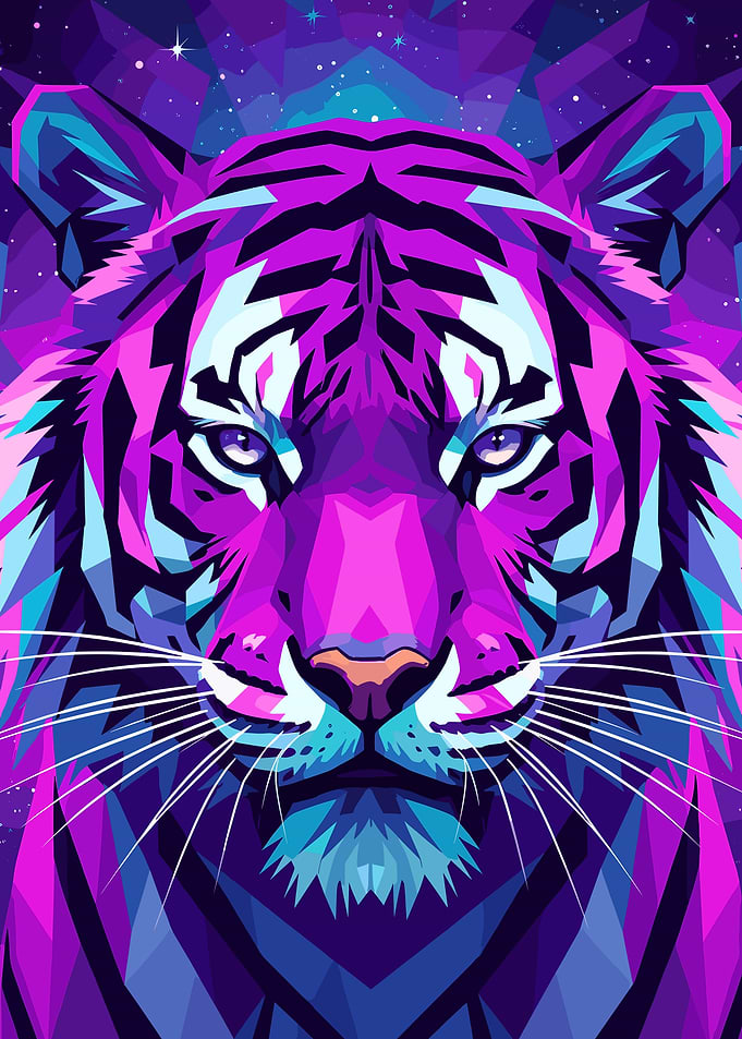 Colorful Tiger Portrait Digital Art