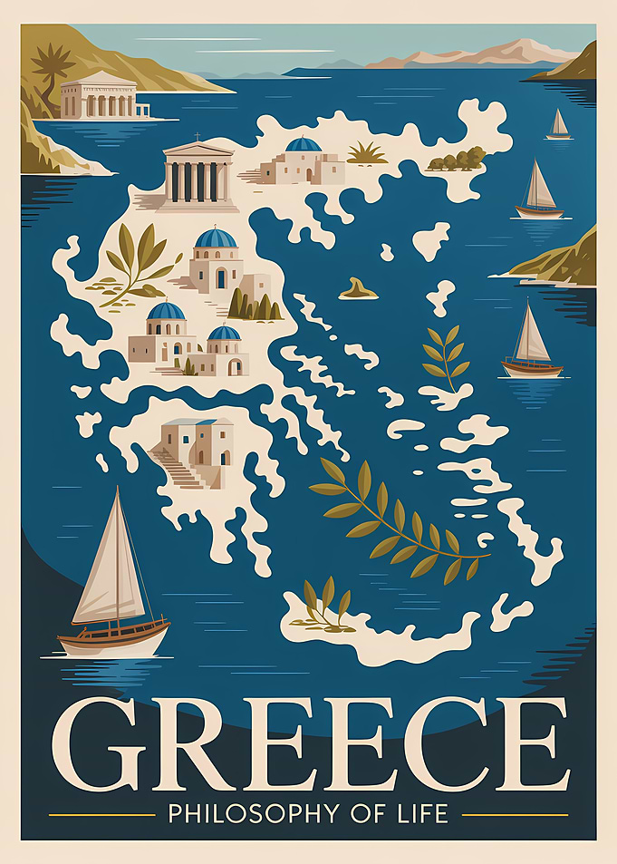 Greece Travel Poster: Philosophy of Life