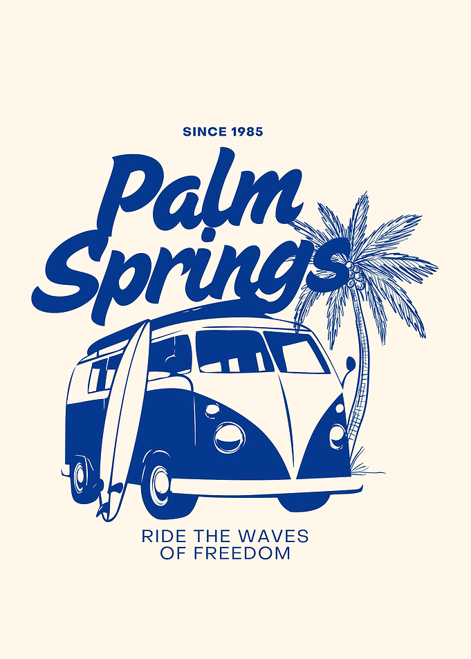 Palm Springs Surf Van Illustration
