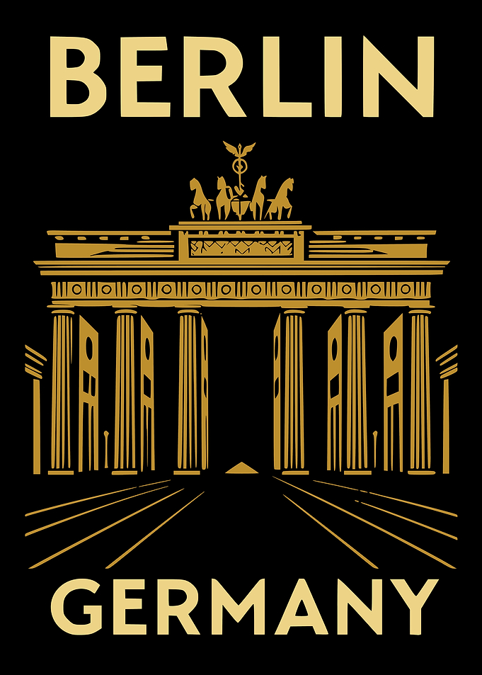 Berlin Germany Travel Poster Brandenburg Gate Illustration
