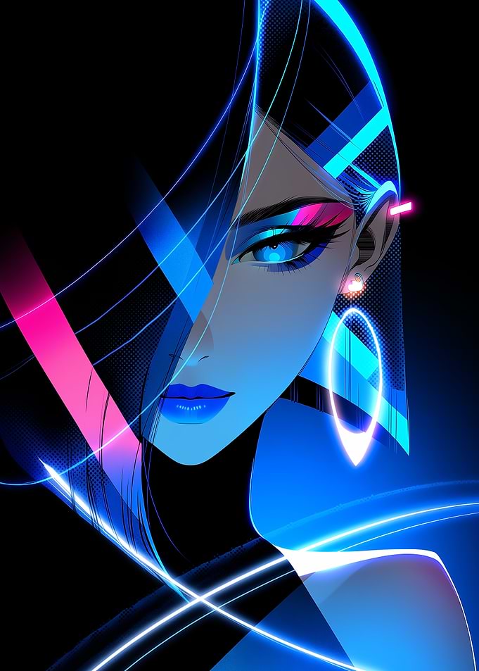 Neon Portrait of a Woman