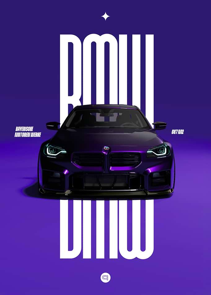 BMW G87 M2 Purple Car Poster