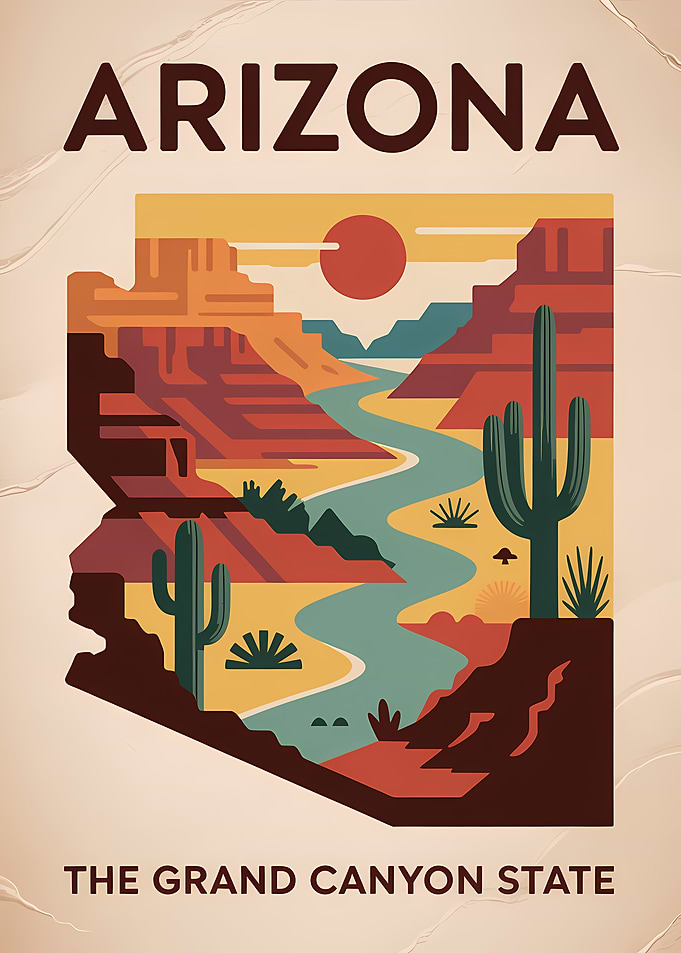 Arizona Grand Canyon State Travel Poster