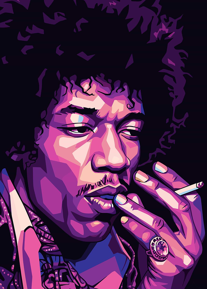 Jimi Hendrix Smoking Portrait