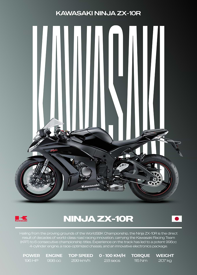 Kawasaki Ninja ZX-10R Motorcycle Poster