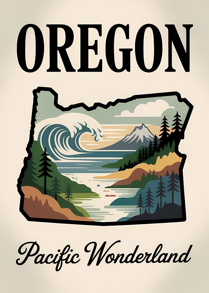 Oregon Pacific Wonderland Travel Poster