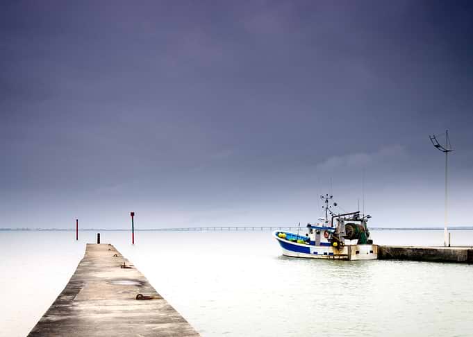 Fishing Boat at Dock on Overcast Day