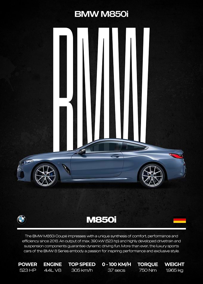 BMW M850i Car Poster