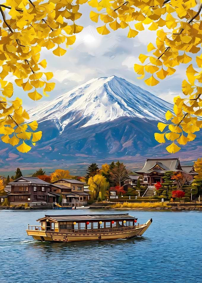 Mount Fuji and Lake Kawaguchiko