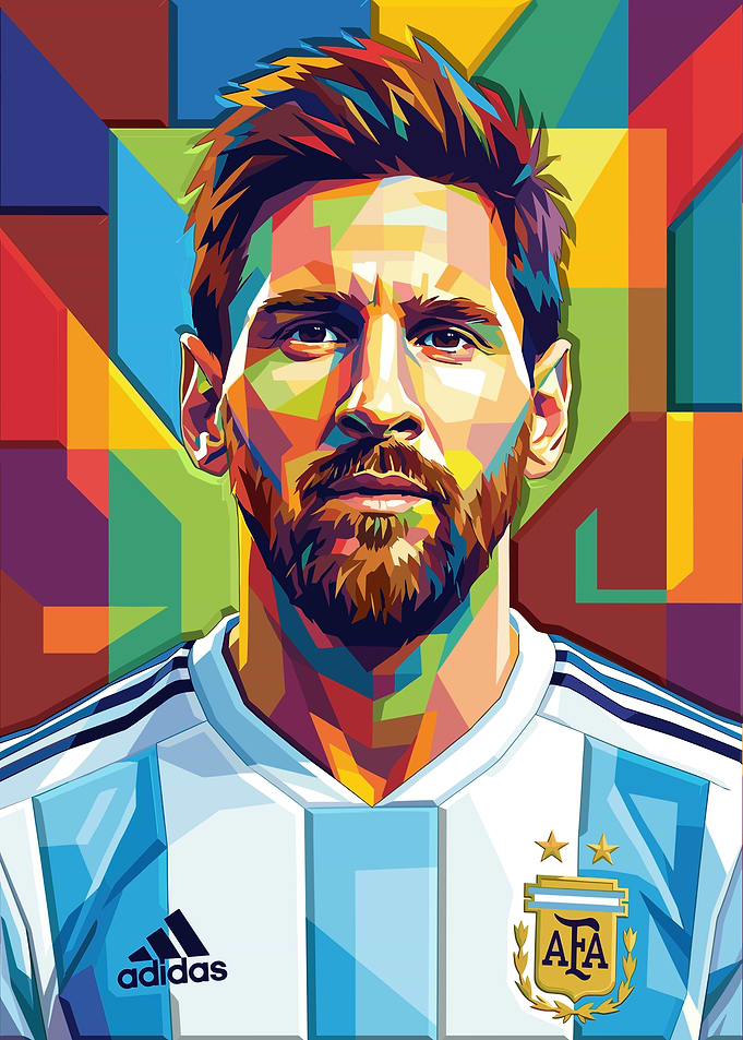 Lionel Messi Colorful Portrait Illustration