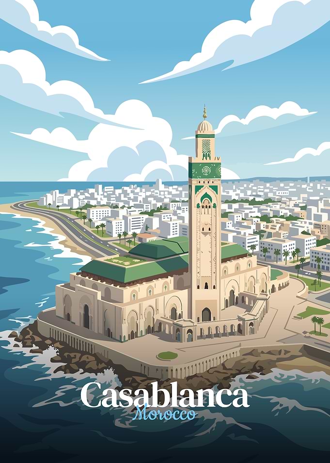 Casablanca, Morocco Travel Poster