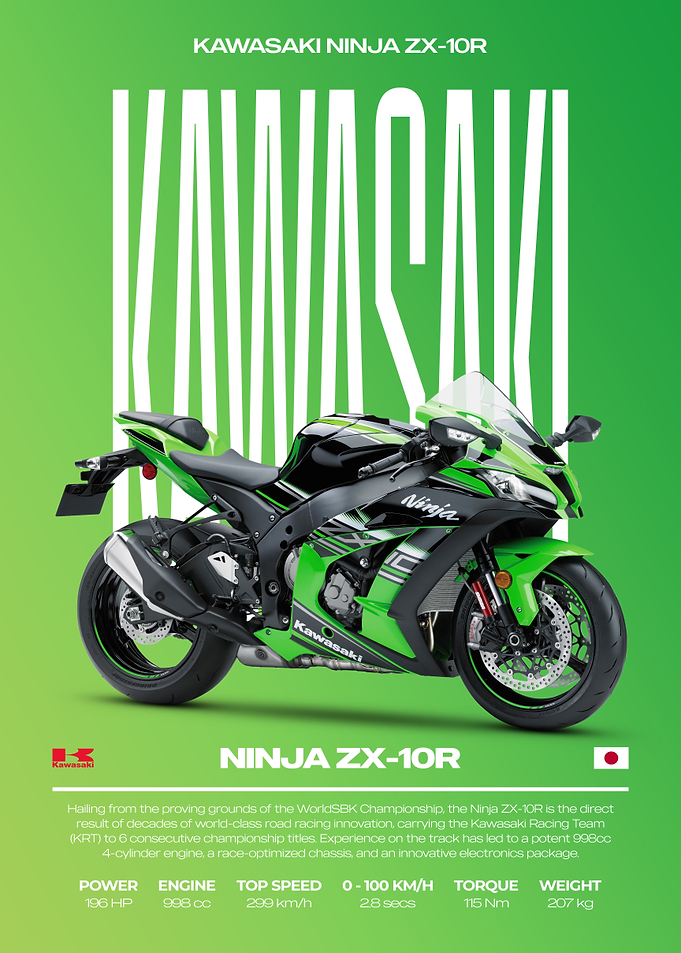 Kawasaki Ninja ZX-10R Motorcycle Poster