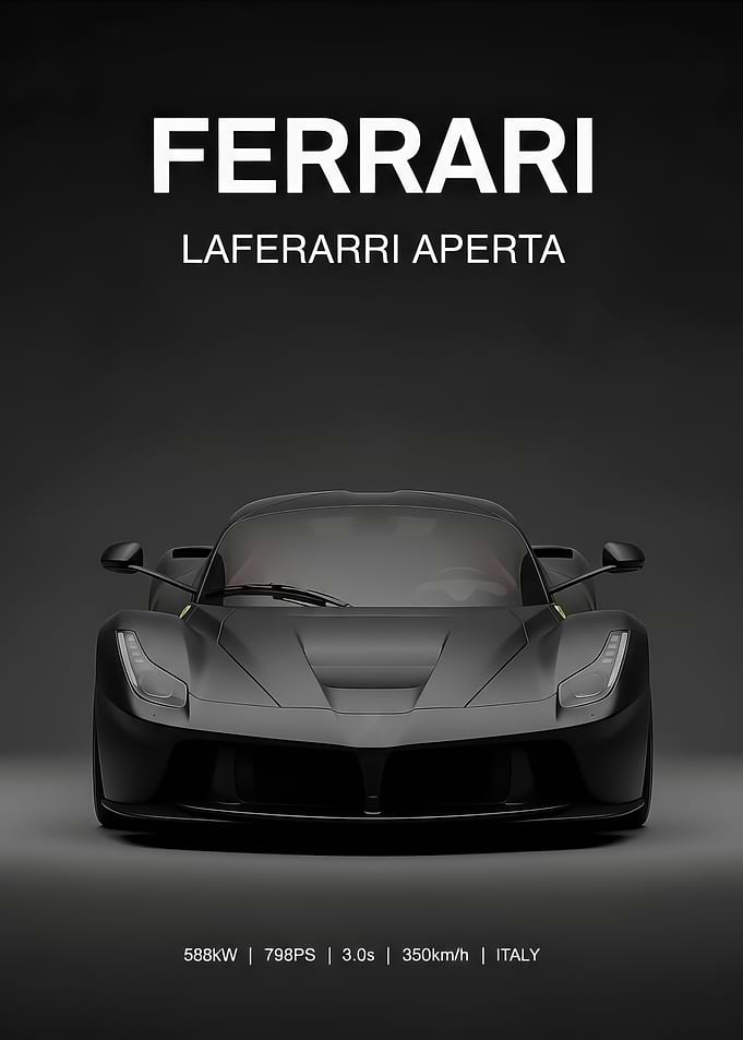 black Ferrari Aperta Car Poster