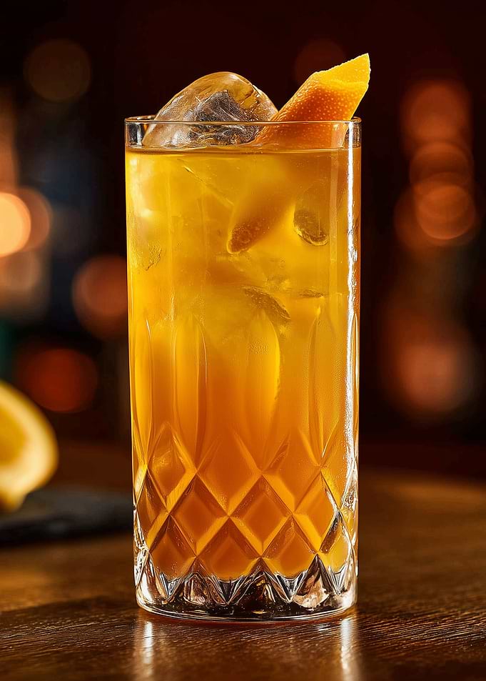Orange Cocktail with Ice and Peel