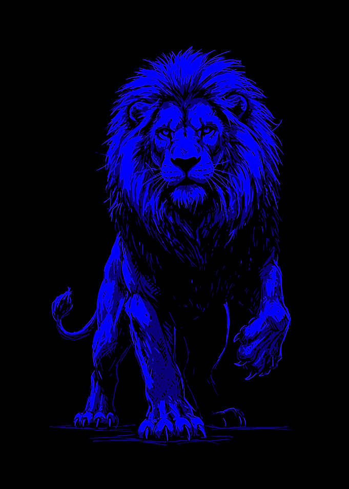 Blue Lion Illustration