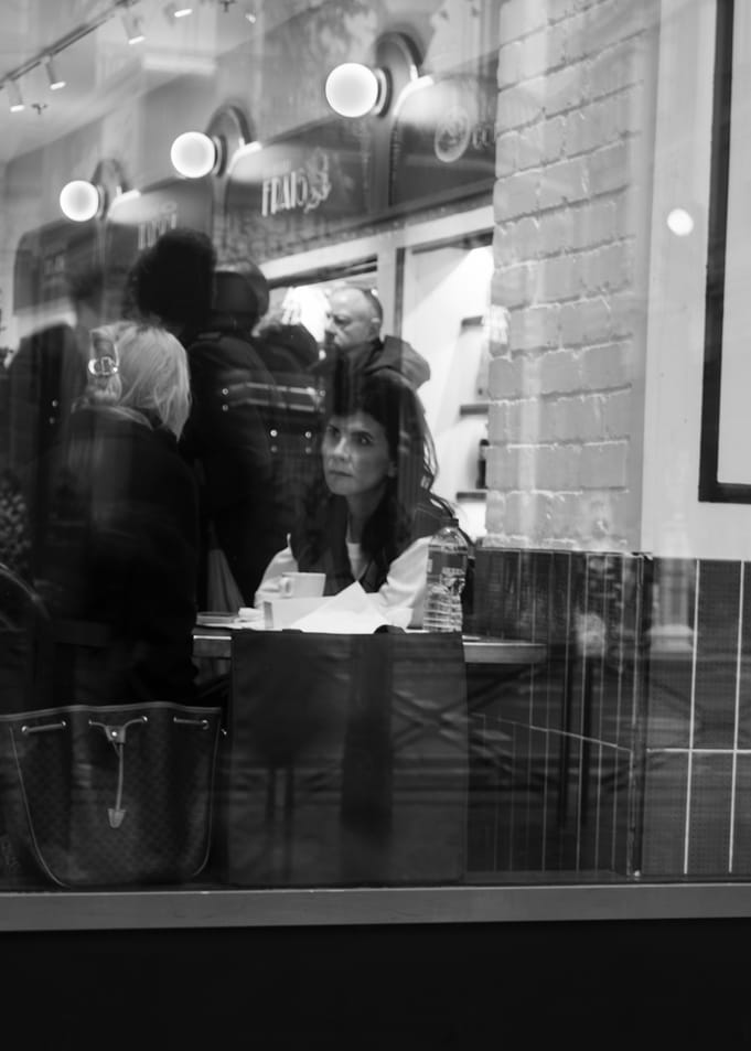 Black and White Cafe Scene