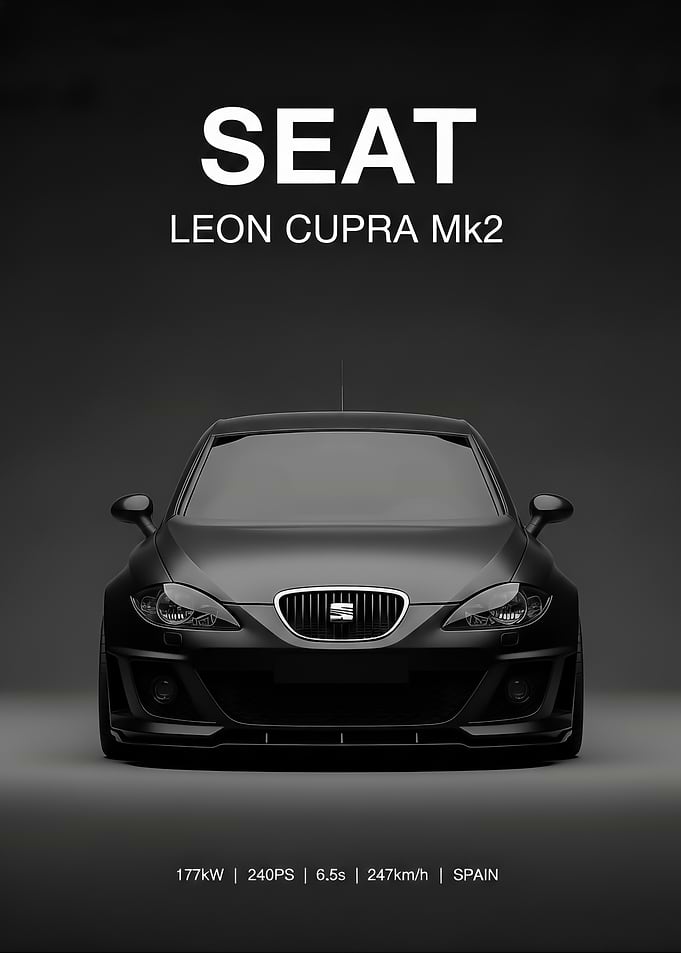 black SEAT Leon Cupra MK2 Car Portrait