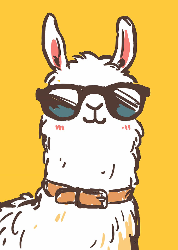Cool Llama with Sunglasses Illustration