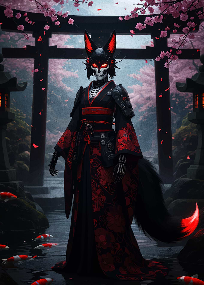 Fox Spirit in Japanese Garden