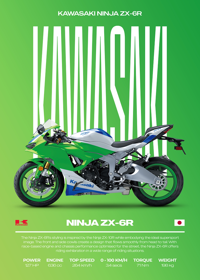 Kawasaki Ninja ZX-6R Motorcycle Poster