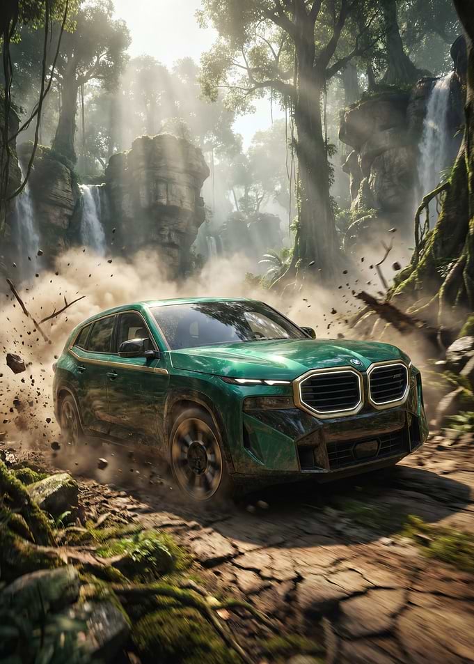 Green BMW SUV Off-Roading