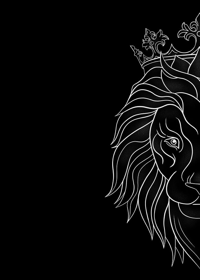 Lion with Crown Black and White