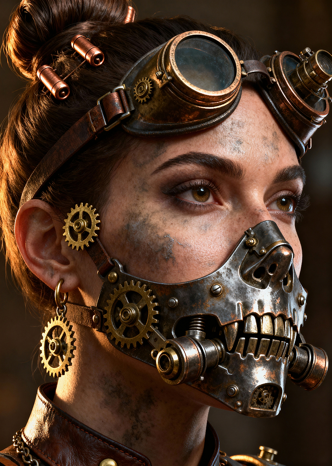 Steampunk Woman with Mask and Goggles
