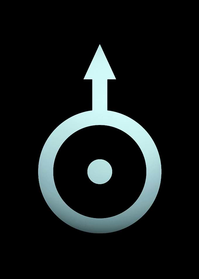 Pale Blue Symbol on Black Background