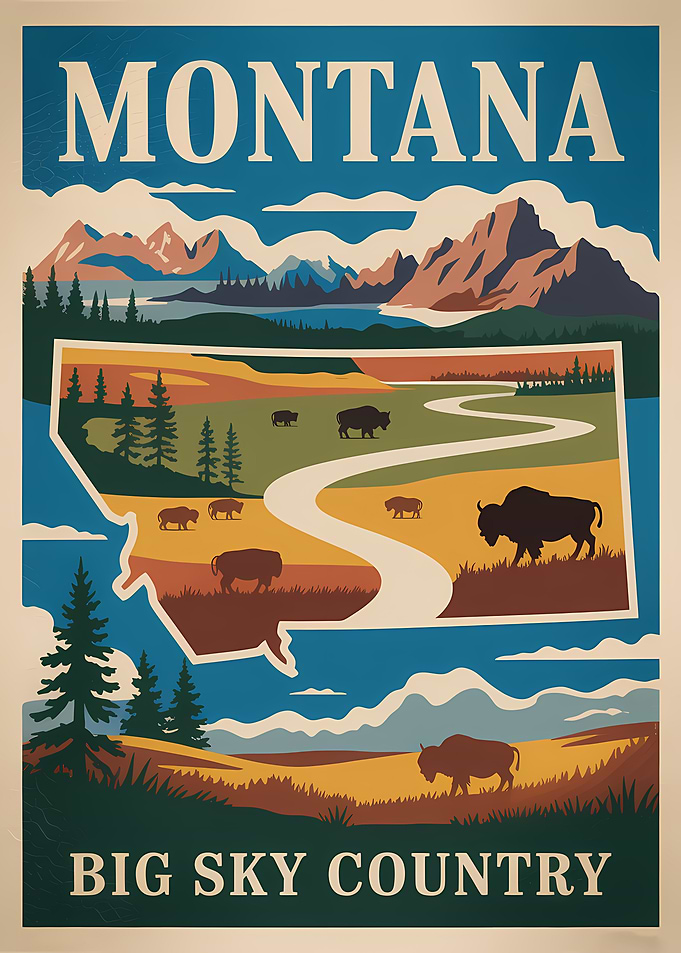 Montana Big Sky Country Travel Poster