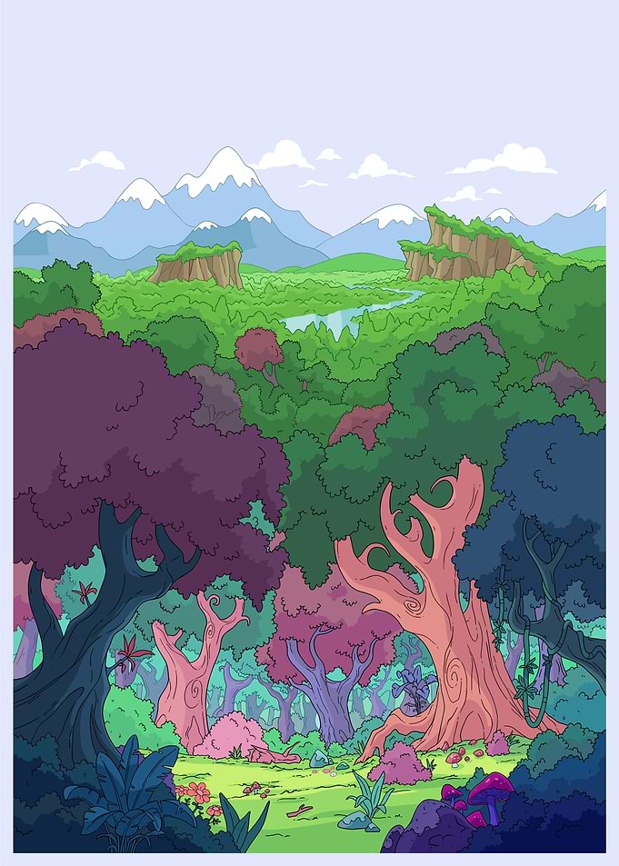 Colorful Forest Landscape Pixel Art