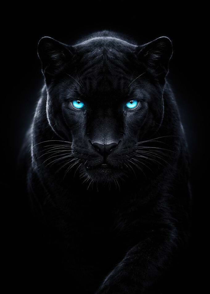 Black Panther with Glowing Blue Eyes