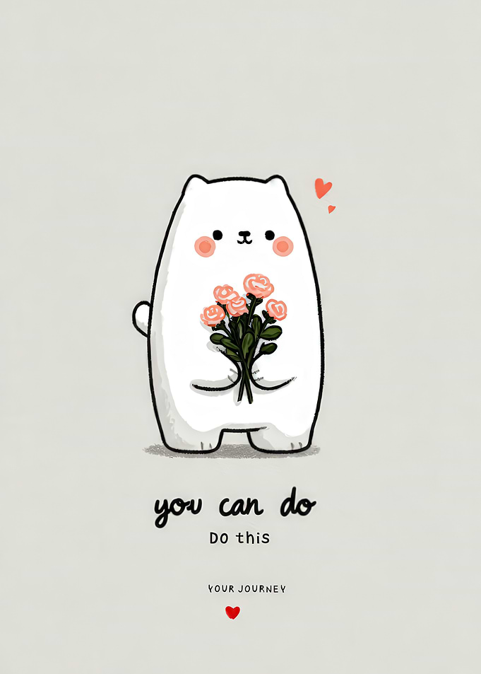 Cute Bear with Flowers and Motivation