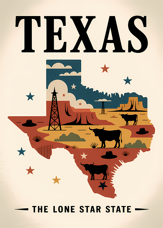 Texas: The Lone Star State Illustration