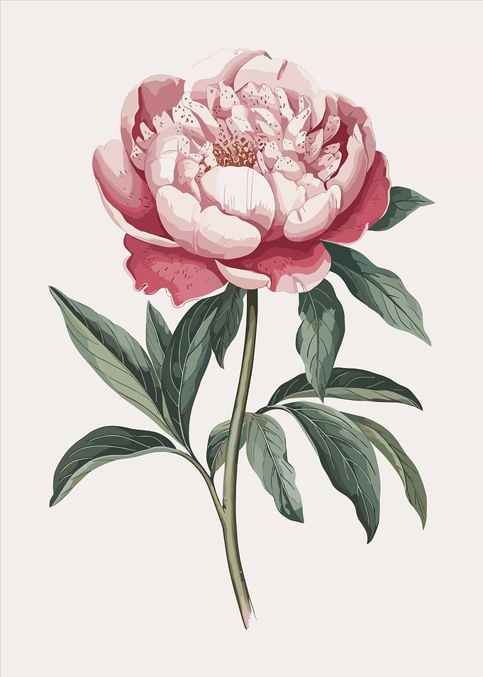 Pink Peony Flower Illustration