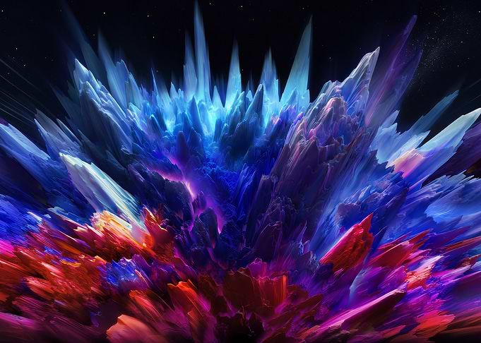 Abstract Colorful Crystal Explosion