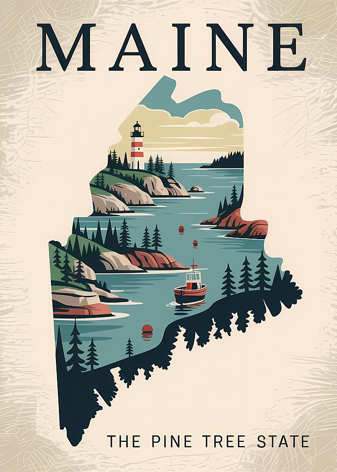 Maine Travel Poster Art