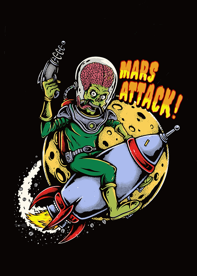 Mars Attacks Alien on Rocket