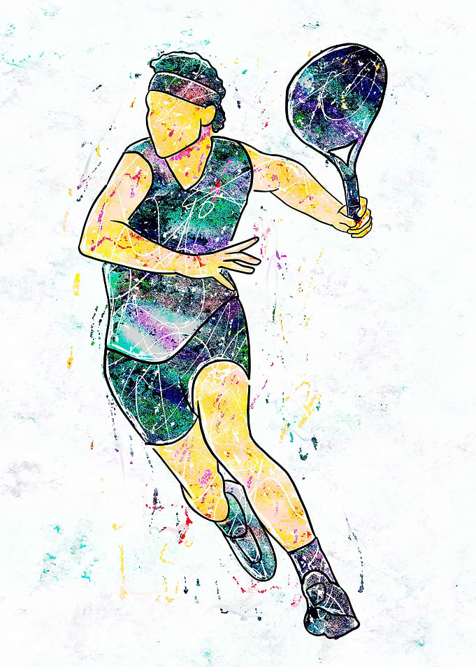 Tennis Player Abstract Watercolor Art
