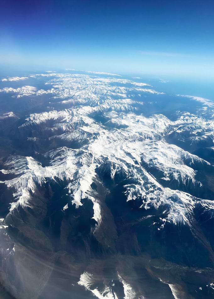 Aerial view of snow-capped mountains