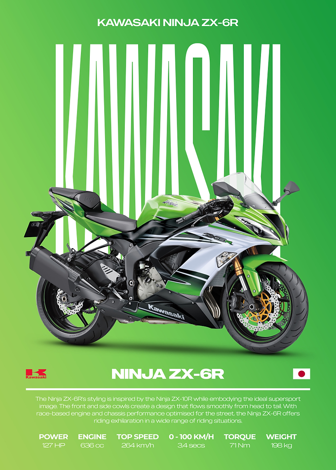 Kawasaki Ninja ZX-6R Motorcycle Poster