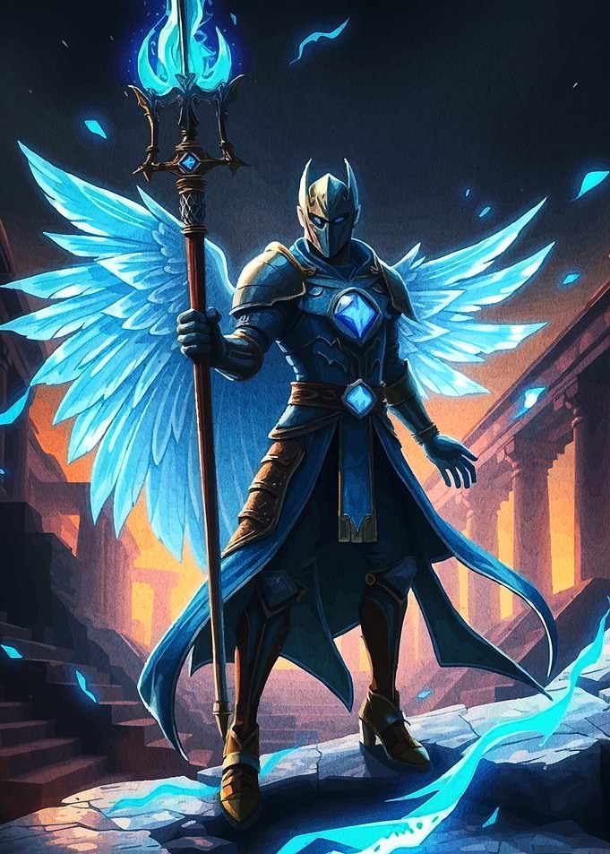 Winged Warrior with Glowing Staff