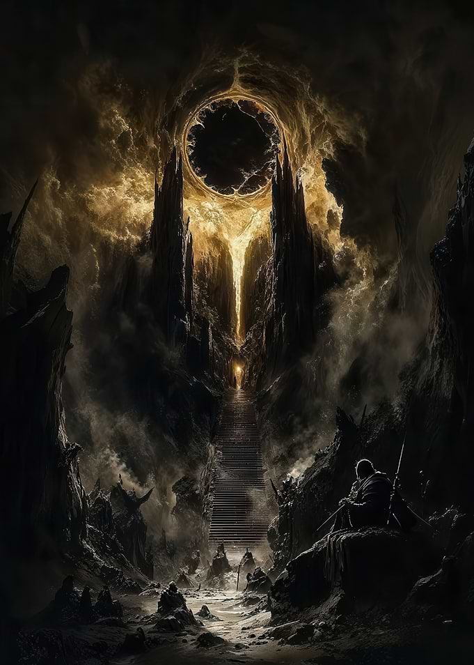 Dark Fantasy Gateway with Warriors