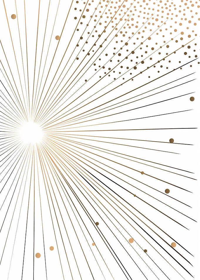Abstract Gold Rays and Dots Design
