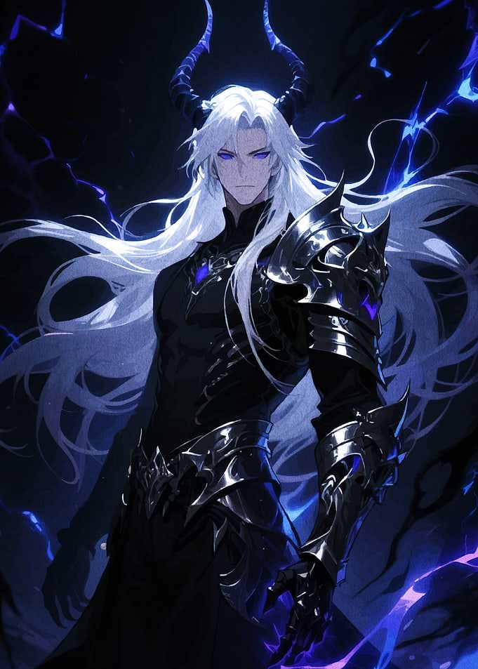 Horned Warrior with White Hair