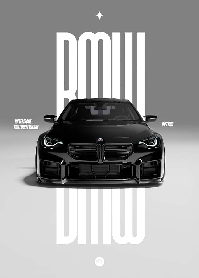 BMW G87 M2 Black Car Poster