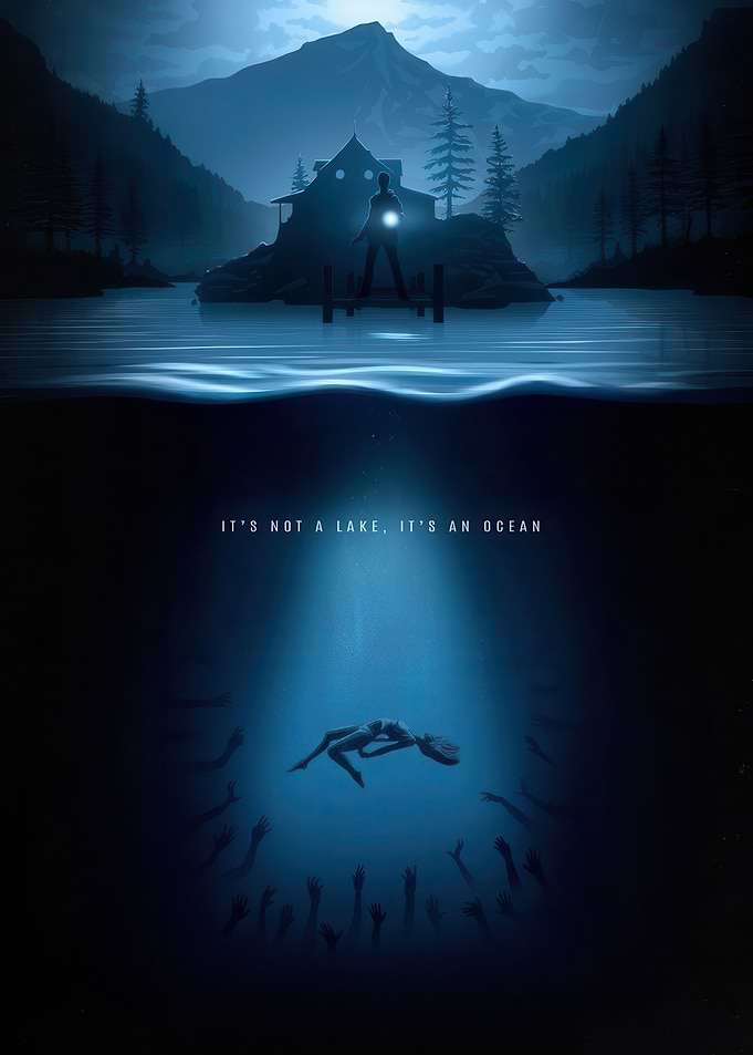 Eerie Lake House and Underwater Scene
