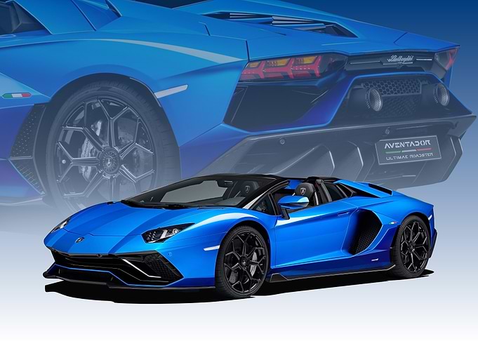 Blue Lamborghini Aventador Roadster